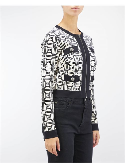 Cropped jacquard logo cardigan Elisabetta Franchi ELISABETTA FRANCHI | Sweater | MK32B47E2E84